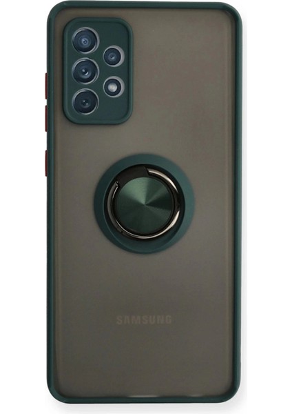 Newface Samsung Galaxy A32 Kılıf Montreal Yüzüklü Silikon Kapak - Yeşil