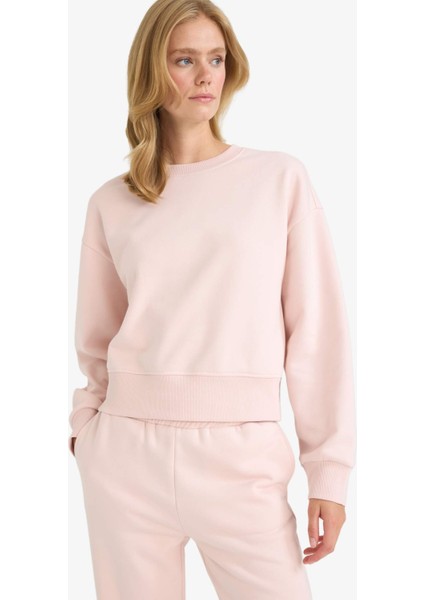 Boxy Fit Bisiklet Yaka Basic Düz Sweatshirt B8568AX25AU modelleri