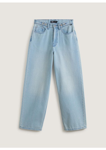 VN000R4STTJ1-CINCHED Check 5 Baggy Mavi Normal Düz Kadın Pantolon