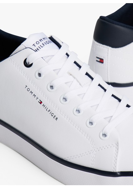 Beyaz - Lacivert Erkek Sneaker Th Hı Vulc Core Low Leather