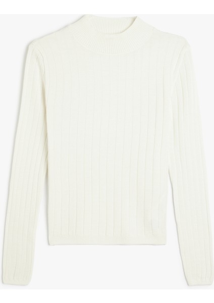 Dik Yaka Slim Fit Uzun Kollu Basic Triko Kazak