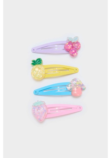 Kız Çocuk 4'lü Meyveli Çıtçıtlı Toka F6865A8NS