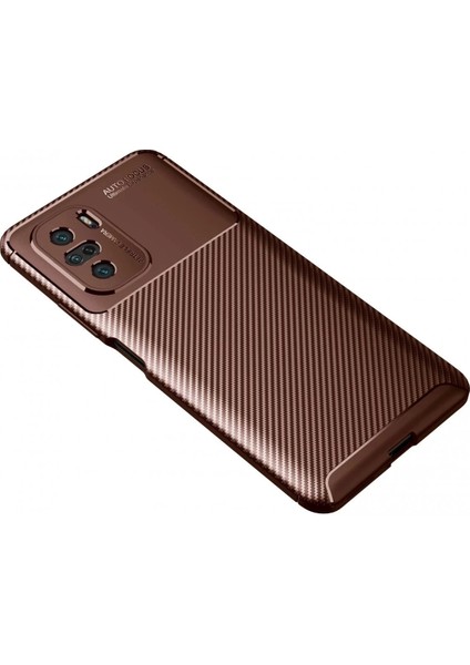 Newface Xiaomi Poco F3 Kılıf Auto Focus Karbon Kapak - Kahverengi fiyatları