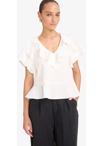 Regular Fit V Yaka Modal Kısa Kollu Bluz F8319AX25AU modelleri