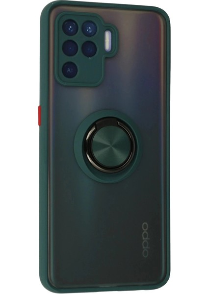 Newface Oppo Reno 5 Lite Kılıf Montreal Yüzüklü Silikon Kapak - Yeşil fiyatları