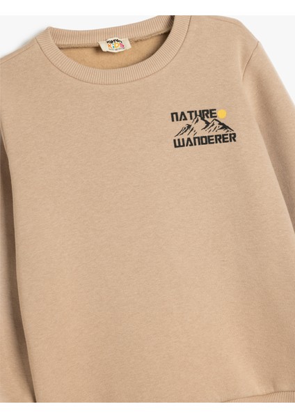 Baskı Detaylı Bisiklet Yaka Şardonlu Uzun Kollu Sweatshirt modelleri