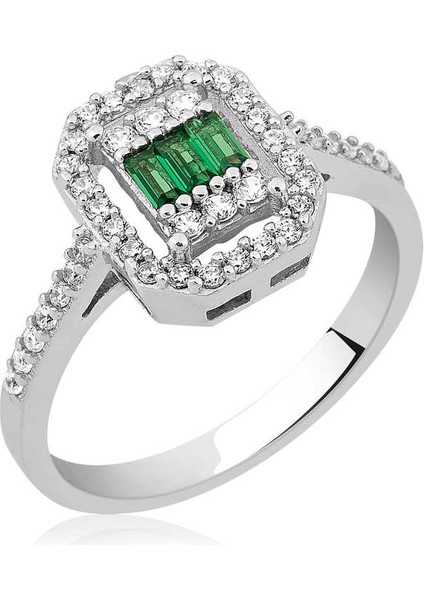 Gümüş Baget Kesim Bayan Yüzük