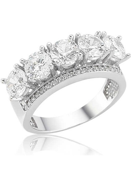 Gümüş 5 Taş Bayan Yüzük