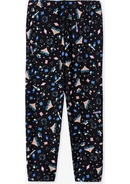 Kız Çocuk Circus Baskılı Yüksek Bel Tayt