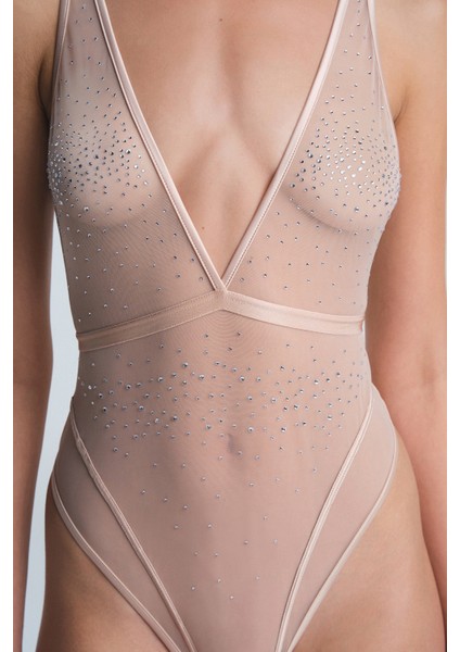 Bej Sandy Taşlı Ayarlanabilir Askılı Balensiz Body fırsatları