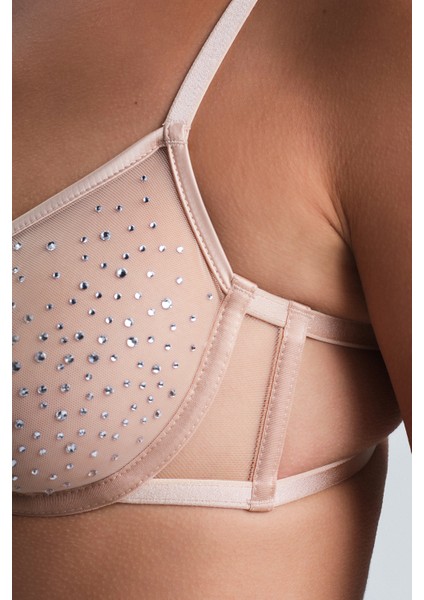 Bej Sandy Taş Detaylı Balenli Dolgusuz Toparlayıcı Sütyen modelleri