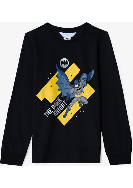 Siyah Erkek Çocuk Batman Çizgi Film Desenli Pamuklu Uzun Kollu Pijama Takımı fiyatları