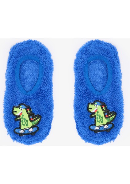 Saks Erkek Çocuk Dinozor Nakışlı Kaymaz Tabanlı Ev Patiği