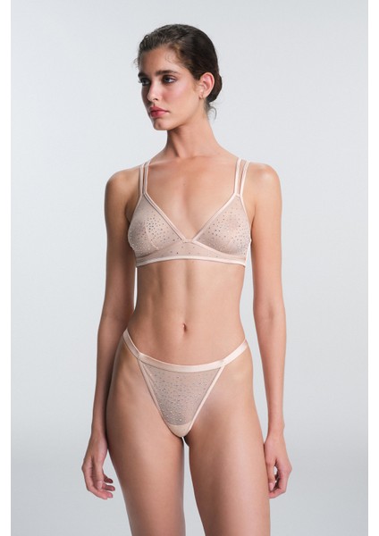Bej Sandy Taşlı Balensiz Dolgusuz Sütyen fiyatları
