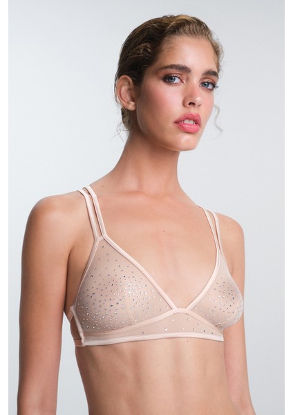 Bej Sandy Taşlı Balensiz Dolgusuz Sütyen modelleri
