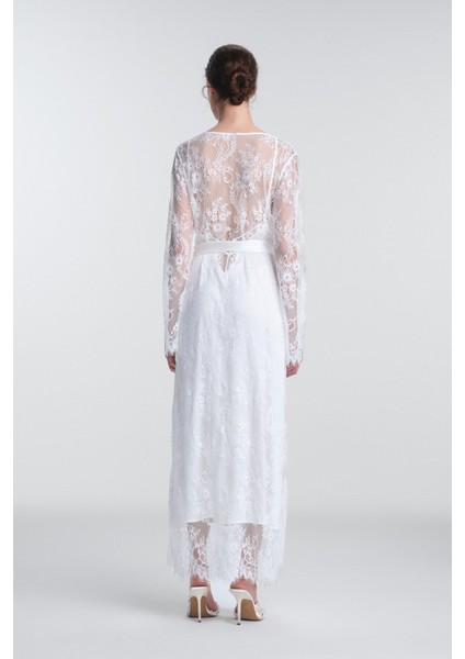 Kırık Beyaz Pirra Gelin Dantelli Sabahlık fırsatları