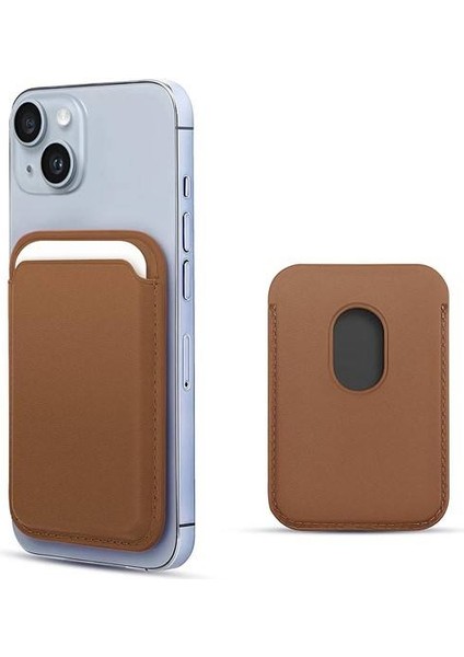 Apple iPhone 13 Mini Deri Cüzdan MagSafe Kahverengi