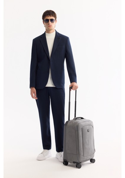 Erkek Lacivert Mono Yaka Bi-Stretch Hafif Dokulu Blazer Comfort Slim Fit Ceket A52Y4013