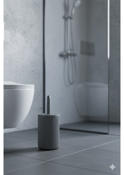 Lines Serisi Antrasit/gri Akrilik Tuvalet Fırçası – Silindir Standlı, 34CM, Kolay Temizlik - 3371 fırsatları