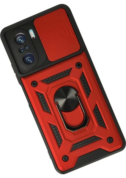 Newface Xiaomi Poco F3 Kılıf Pars Lens Yüzüklü Silikon - Kırmızı fiyatları