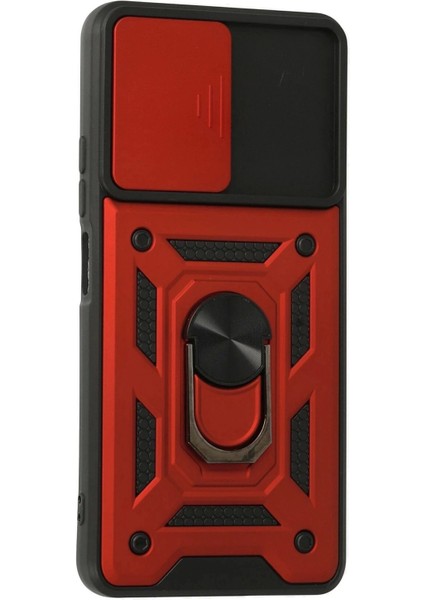 Newface Xiaomi Poco F3 Kılıf Pars Lens Yüzüklü Silikon - Kırmızı modelleri