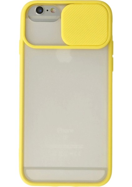Newface iPhone 6 Plus Kılıf Palm Buzlu Kamera Sürgülü Silikon - Sarı