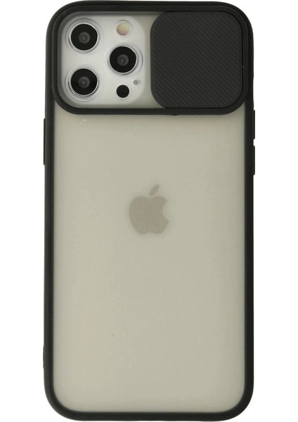 Newface iPhone 12 Pro Max Kılıf Palm Buzlu Kamera Sürgülü Silikon - Siyah