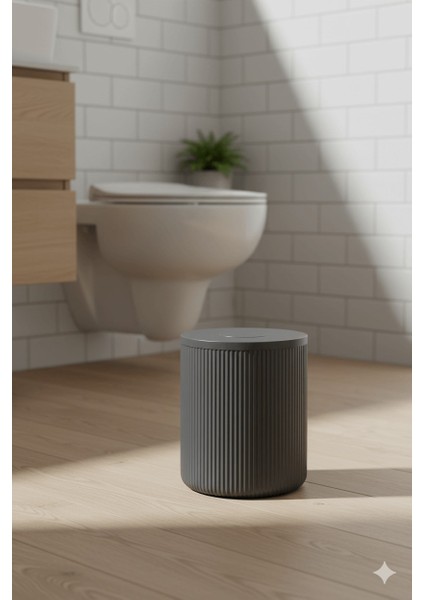 Lines Serisi Antrasit/gri Akrilik Çöp Kovası – Silindir, 5 Litre, 25CM, Kolay Temizlenir - 3372 modelleri