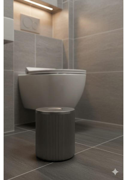 Lines Serisi Antrasit/gri Akrilik Çöp Kovası – Silindir, 5 Litre, 25CM, Kolay Temizlenir - 3372 fırsatları