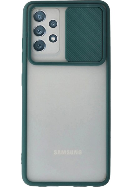 Newface Samsung Galaxy A32 Kılıf Palm Buzlu Kamera Sürgülü Silikon - Yeşil