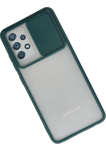 Newface Samsung Galaxy A32 Kılıf Palm Buzlu Kamera Sürgülü Silikon - Yeşil fiyatları