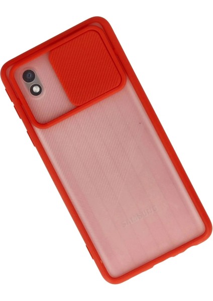 Newface Samsung Galaxy A01 Core Kılıf Palm Buzlu Kamera Sürgülü Silikon - Kırmızı fiyatları