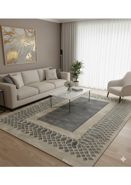 Butikhafsa Kaymaz Dokuma Tabanlı Vintage Halı Şönil Modern Dijital Baskı Retro Şık Dekoratif Halı
