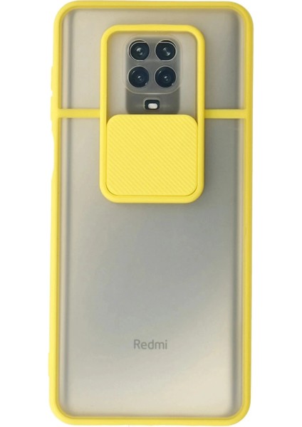 Newface Xiaomi Redmi Note 9 Pro Kılıf Palm Buzlu Kamera Sürgülü Silikon - Sarı
