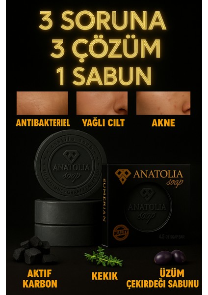 Aktif Karbon Kekik Üzüm Çekirdeği Sabunu