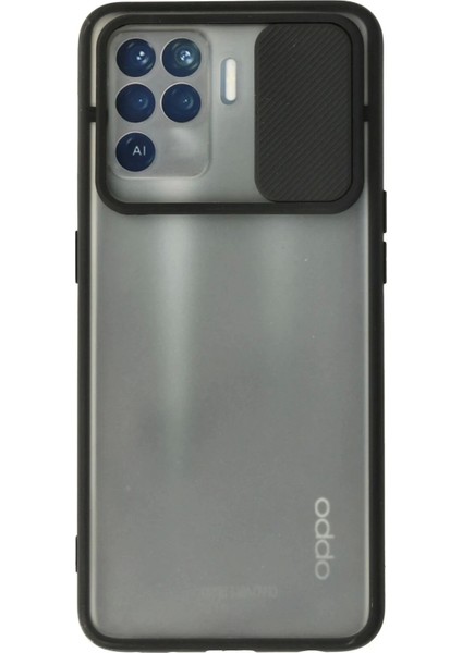 Newface Oppo Reno 5 Lite Kılıf Palm Buzlu Kamera Sürgülü Silikon - Siyah