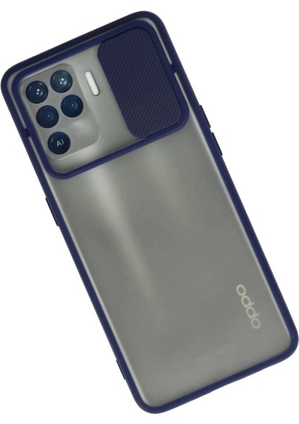 Newface Oppo Reno 5 Lite Kılıf Palm Buzlu Kamera Sürgülü Silikon - Lacivert fiyatları