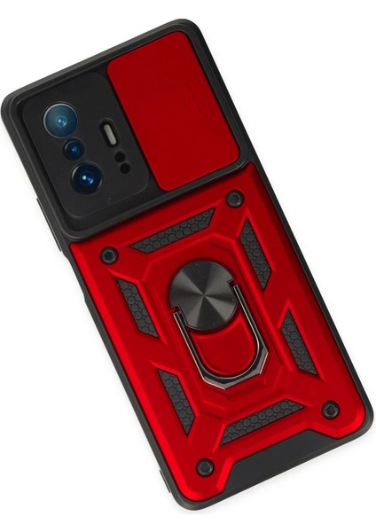 Newface Xiaomi Mi 11T Pro Kılıf Pars Lens Yüzüklü Silikon - Kırmızı modelleri