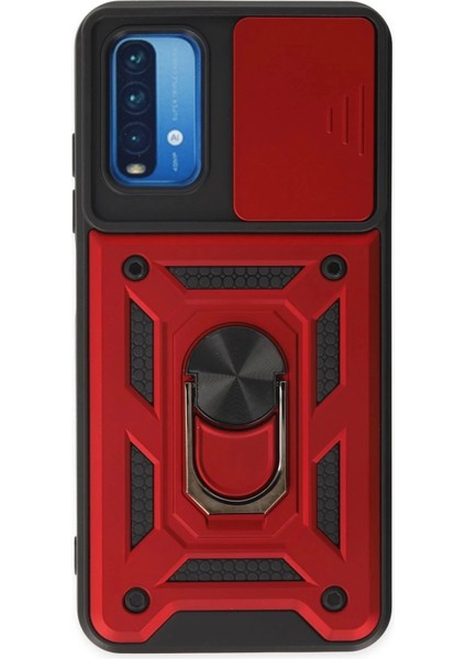 Newface Xiaomi Redmi Note 9 4g Kılıf Pars Lens Yüzüklü Silikon - Kırmızı