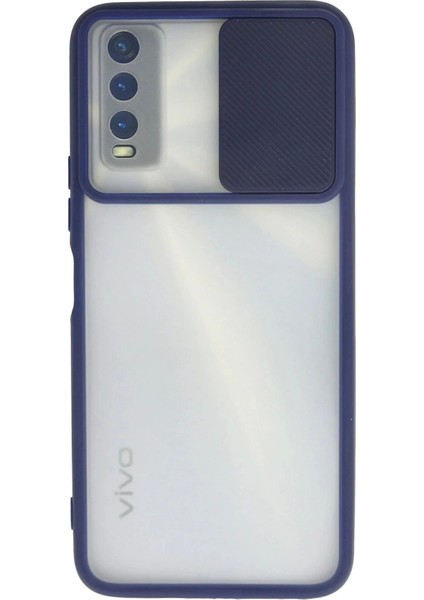 Newface Vivo Y11S Kılıf Palm Buzlu Kamera Sürgülü Silikon - Lacivert