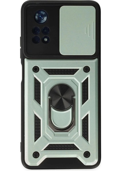 Newface Xiaomi Poco X4 Pro 5g Kılıf Pars Lens Yüzüklü Silikon - Yeşil