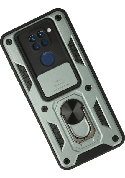Newface Xiaomi Redmi Note 9 Kılıf Pars Lens Yüzüklü Silikon - Yeşil fiyatları