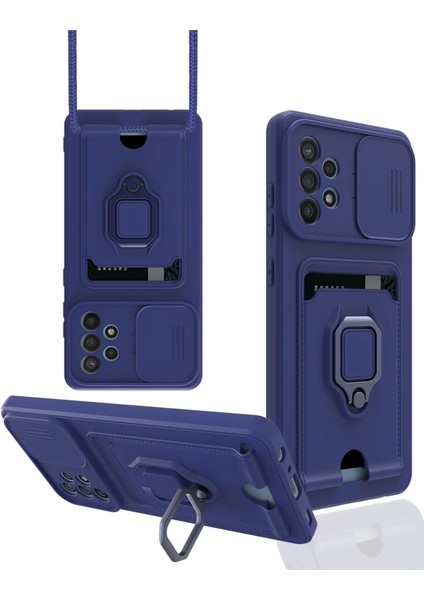 Newface Samsung Galaxy A72 Kılıf Zuma Kartvizitli Yüzüklü Silikon - Lacivert