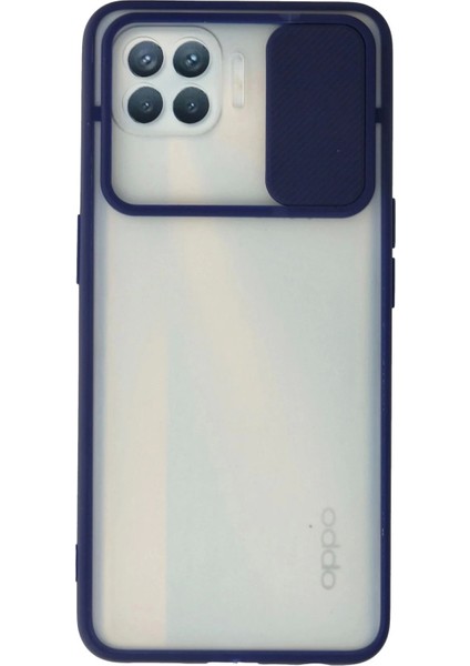 Newface Oppo Reno 4 Lite Kılıf Palm Buzlu Kamera Sürgülü Silikon - Lacivert