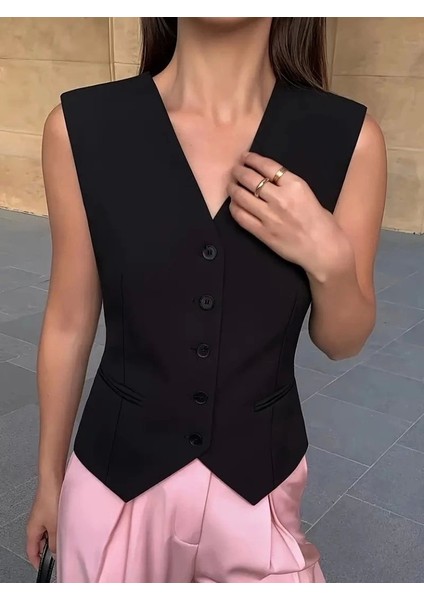 Kadın Sıfır Kollu Önden Düğmeli Atlas Yelek fiyatları