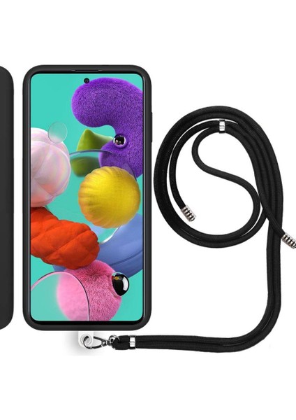 Samsung Galaxy A73 İp Askılı Silikon Kılıf Siyah