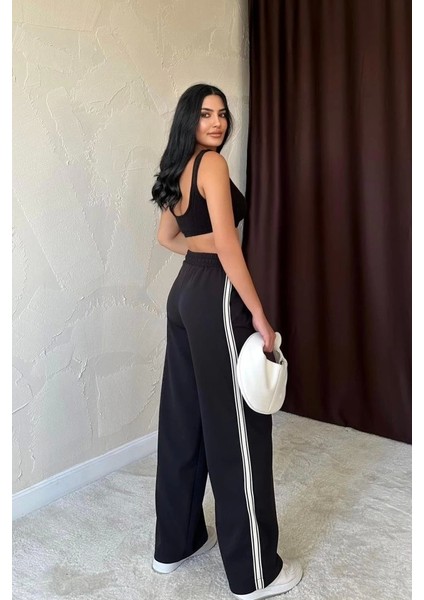 Siyah Yanları Şeritli Pantolon