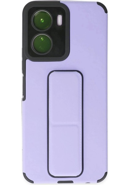 Newface Vivo Y16 Kılıf Mega Standlı Silikon - Lila
