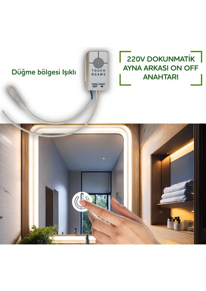 Ayna Arkası 220V Dokunmatik Açma-Kapama Sensörü