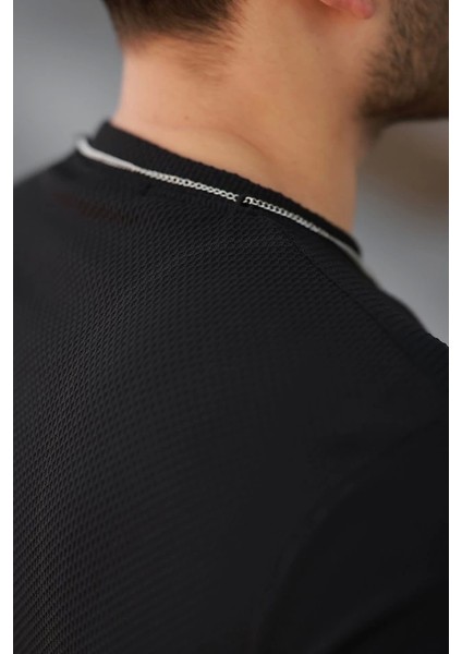 Erkek Cepli Kolyeli Kısa Kollu Örme Kumaş T-Shirt fırsatları